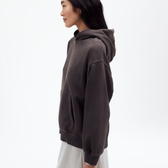 NWT Madewell Boyfriend Midweight Hoodie Sweatshirt in Coal - Size: Small - Picture 1 of 11
